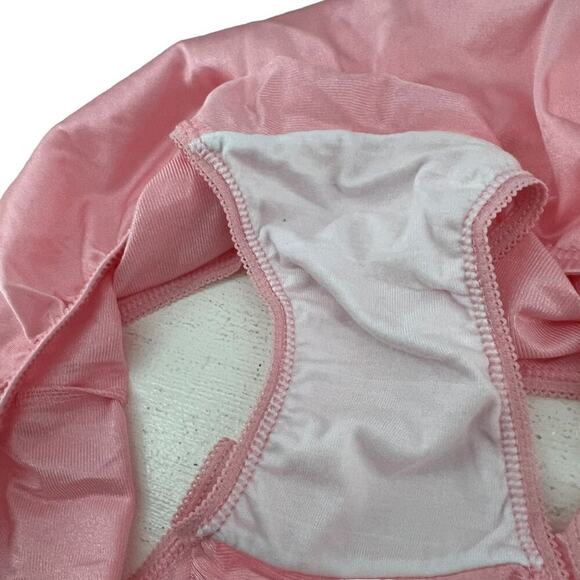 Shimmering Shiny 100% Nylon Panty Panties Briefs Granny Style Pink Women Size 6 - Picture 3 of 7